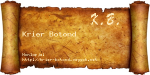 Krier Botond névjegykártya